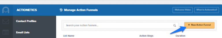 actionetics add new funnel